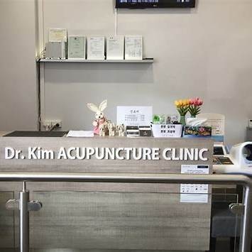 reception desk of a modern acupuncture clinic;